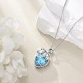 wholesale 925 Sterling Silver Blue Topaz Heart-Shaped Cat Pendant Necklace for Women-0-3