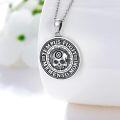 wholesale 925 Sterling Silver Round Pendant with Tree of Life and Skull Charm Necklace for Women Men Gothic s 47mm Diameter-0-1