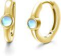 wholesale Gold 925 Sterling Silver Blue Moonstone Hoop Earrings for Women and Girls-0-0