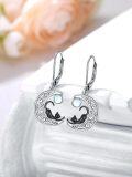 wholesale 925 Sterling Silver Moonstone Earrings with Tree of Life and Black Cat Design - Unique s for Women-0-5