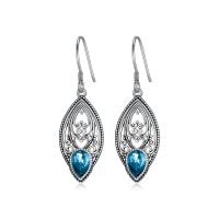 wholesale 925 Sterling Silver Blue Topaz Drop Earrings-12-Blue Zircon