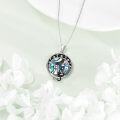 wholesale 925 Sterling Silver Abalone Shell Black Cat Double Pendant Necklace for Women-0-3