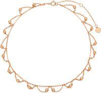 wholesale 14K Rose Gold Faceted Ball Chain Ankle Anklet with Heart Charm - Adjustable Size (9-10)-Rose Gold