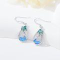 wholesale Sterling Silver Blue Opal Palm Tree Earrings Teardrop Ocean Wave Jewelry-0-15