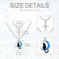 wholesale 925 Sterling Silver Cat & Star Layered Necklace with Moon Charm, Hypoallergenic Gift for Women-0-4