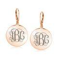 wholesale 925 Sterling Silver Gold Plated Monogram Round Disc Drop Earrings-0-0