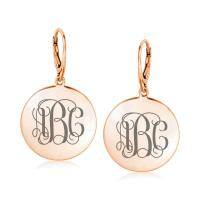 wholesale 925 Sterling Silver Monogram Dangle Earrings-Rose Gold Sterling Silver