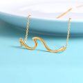 wholesale Gold 925 Sterling Silver Ocean Wave Pendant Necklaces Minimalist Chain Beach  for Women-0-2