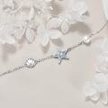 wholesale 925 Sterling Silver Blue Crystal Sea Shell & Starfish Charm Pearl Anklet Beach Foot Chain s for Women-0-2