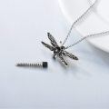 wholesale 925 Sterling Silver Dragonfly Urn Pendant Necklace Turquoise Stone Oxidized Memorial Jewelry-0-25
