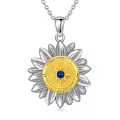 wholesale 925 Sterling Silver Sunflower Compass Pendant Necklace Wholesale with Blue Stone - Nautical s for Women-0-0