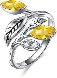 wholesale Sterling Silver CZ Chakra Tree Leaf Adjustable Ring (6 9 ) Holiday Gift-11-Topaz Ring