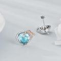wholesale 925 Sterling Silver Heart-Shaped Angel Wing Blue Crystal Stud Earrings Gift for Women and Girls-0-3