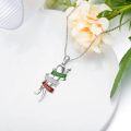 wholesale 925 Sterling Silver Italian Horn Charm Necklace with Green and Red Enamel Banners - Follow Your Heart Good Luck Protection Amulet Jewelry for Women & Men-0-2