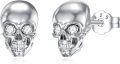 wholesale 925 Sterling Silver CZ Skull Stud Earrings for Women and Men-0-0