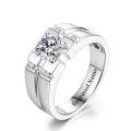 TOUPOP 925 Sterling Silver D Color Vvs1 Round Moissanite Men's Ring-0-0