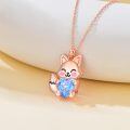 wholesale 925 Sterling Silver Birthstone Cute Fox Heart Pendant Necklace for Women-0-4