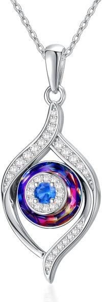 wholesale 925 Sterling Silver Evil Eye Pendant Necklace Blue/Purple/White/Multi Eyes Luck Amulet Ojo Turco  for Women Girls Daughter Mother-Multi
