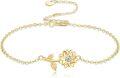 wholesale 14K Gold Lotus Flower Charm Bracelet - Elegant for Her (Christmas/Birthday/Valentine's)-0-0