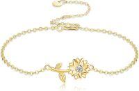 wholesale 14K Gold Lotus Flower Charm Bracelet - Elegant for Her (Christmas/Birthday/Valentine's)-Sunflower