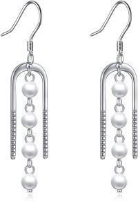 wholesale 925 Sterling Silver Pearl & Blue CZ Bohemian Hook Earrings - Handcrafted Jewelry for Women-Pearl