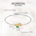 wholesale 925 Sterling Silver Yellow Gold Plated Sunflowers & Leaves Charm Anklet for Women-0-3