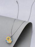 wholesale 925 Sterling Silver Sunflower Blue Crystal Pendant Necklaces - Romantic Gift for Her-0-3