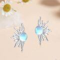 wholesale 925 Sterling Silver White Gold Plated Moonstone Sun Stud Earrings 19mm & 11mm-0-3