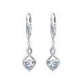TOUPOP 925 Sterling Silver Infinity Birthstone Heart Dangle Drop Earrings-0-0