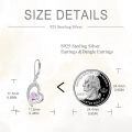 wholesale 925 Sterling Silver Heart Earrings Wholesale With Pink Crystal Accents-0-2