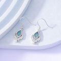 wholesale 925 Sterling Silver Blue Turquoise Teardrop Dangle Earrings with CZ Accents and Filigree Design-0-2