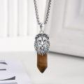 wholesale 925 Sterling Silver Brown Stone Pendant Necklaces with Lion Head Charm for Men & Women-0-1