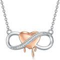 wholesale 925 Sterling Silver Rose Gold Dripping Heart Infinity Love Pendant Necklace for Women-0-0