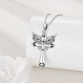 wholesale 925 Sterling Silver Cross Angel Wing Necklace w/Guardian Angel Wings Pendant for Women Girls Wife Christmas Gift-0-3
