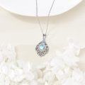 wholesale 925 Sterling Silver Blue Topaz & Opal Tear Drop Heart Pendant Necklace for Women-0-5