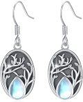 wholesale 925 Sterling Silver Tree of Life Moonstone Teardrop Dangle Earrings for Women-0-0