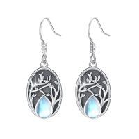 wholesale 925 Sterling Silver Tree of Life Moonstone Teardrop Dangle Earrings for Women-Moonstone