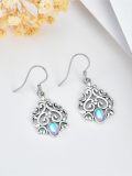 wholesale 925 Sterling Silver Blue Moonstone Filigree Hook Earrings for Women-0-4