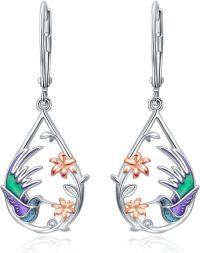wholesale 925 Sterling Silver Enamel Flower Hummingbird Drop Earrings-01-Hummingbird