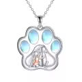 wholesale 925 Sterling Silver Paw Print Girl and Dog Pendant Necklace for Women Gifts-0-0