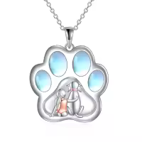 wholesale 925 Sterling Silver Paw Print Girl and Dog Pendant Necklace for Women Gifts-dog necklace