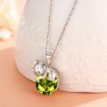 wholesale 925 Sterling Silver Cat Mom Baby Sleeping With Yellow Crystal Pendant Necklace-0-36