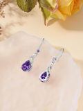 wholesale 925 Sterling Silver Amethyst Teardrop Drop Earrings-0-4