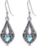wholesale 925 Sterling Silver Teardrop Moonstone Filigree Drop Dangle Earrings with Butterflies and Bees for Women-0-0