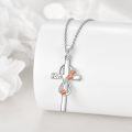 wholesale 925 Sterling Silver Love Cross with Pink Roses and CZs Pendant Necklace-0-3