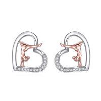 wholesale 925 Sterling Silver Sports Basketball Player Heart Stud Earrings s for Women-Gymnastics