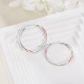 wholesale 925 Sterling Silver Two-Tone Oval Grooved Hoop Earrings for Women-0-2