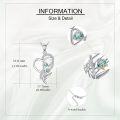 wholesale 925 Sterling Silver Green Crystal Floral Heart Pendant Necklace-0-4