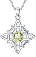 wholesale 925 Sterling Silver Witches Knot Birthstone Necklace Wicca Moon Celtic Pendant-0-15