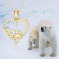 wholesale 14K Gold Bear & Cub in Heart Shape with CZs Mother Daughter Mom Gift Necklaces for Women Girls-0-5
